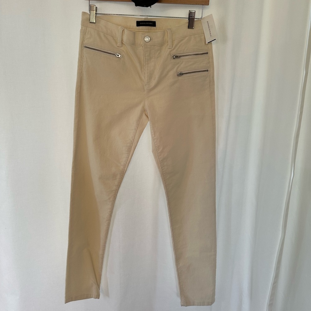 See All Pics! STRETCH Banana Republic Off White Velvet Corduroy Skinny Jeans - Picture 4 of 9